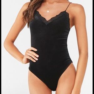 Forever 21 Black Velvet Lace Bodysuit